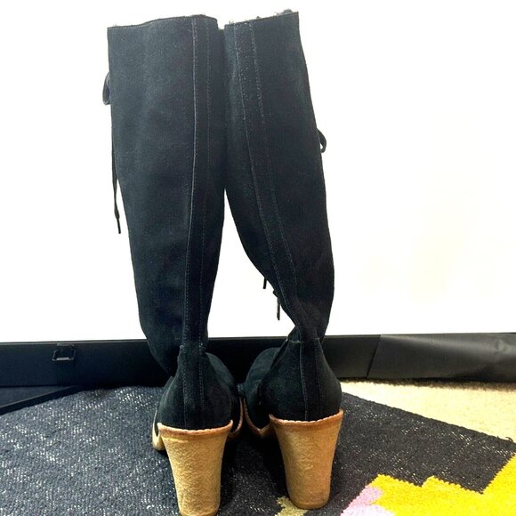 UGG Tall Suede Lace-Up Heeled Boot, Black US 9.5/EU 40.5/UK 8 - Picture 6 of 9